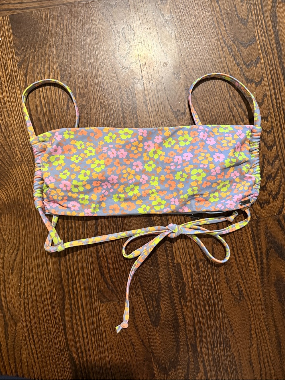 O'Neill Pastel Floral Bandeau Top - Light Blue, Pink & Yellow